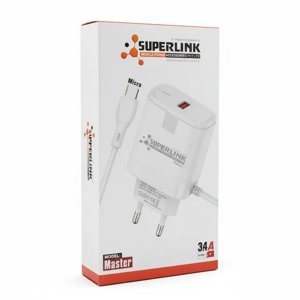 superlink master 3.4a fast mobile charger – high speed adapter with attached micro usb android cable superlink master 3.4a fast mobile charger – high speed adapter with attached micro usb android cable